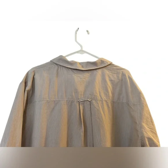 Mersea Essential Collar Popover Shirt Dress Beige White Stripes Size L/XL
